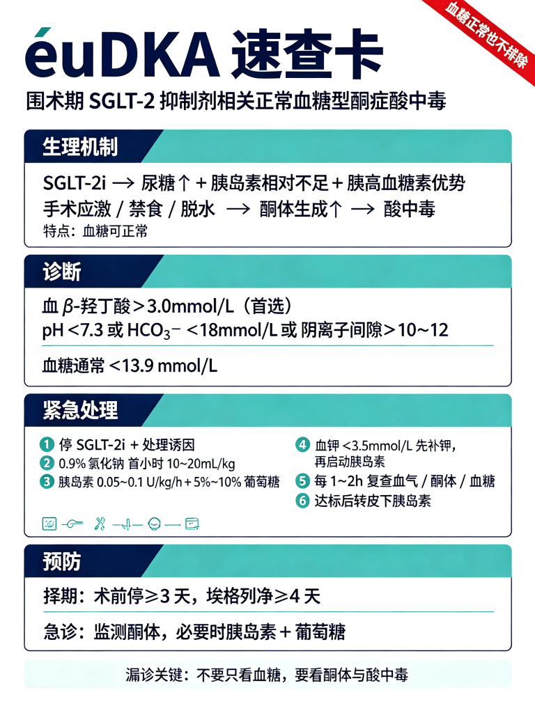 围手术期使用 SGLT2 抑制剂引发正常血糖的糖尿病酮症酸中毒风险