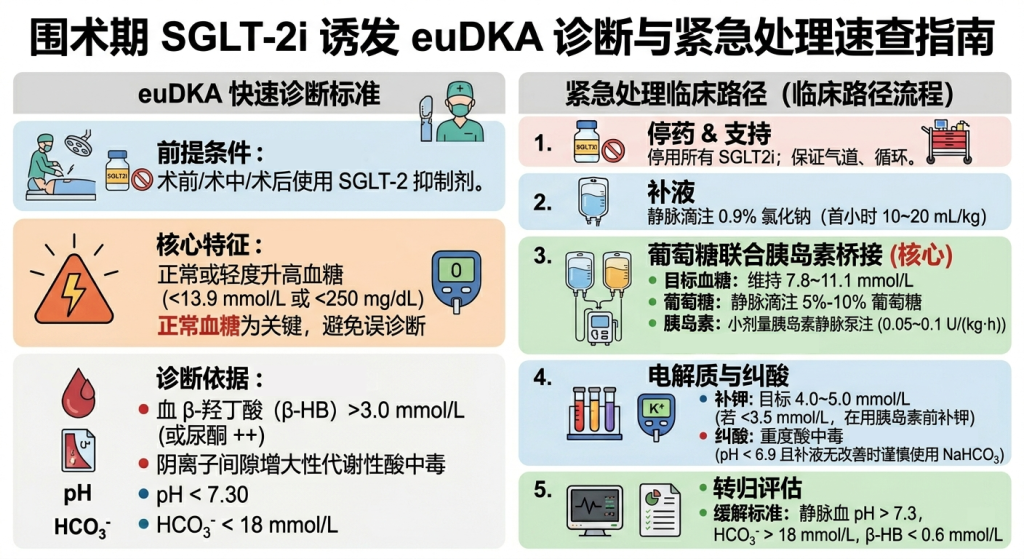 围术期SGLT-2抑制剂诱发的正常血糖型酮症酸中毒(euDKA)的诊断及紧急处理